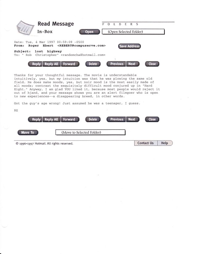 My hotmail address is long since dormant.